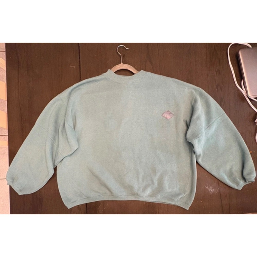 Vintage Bugle Boy Classic Teal Mock Neck Sweatshirt XL Retro 90s Pullover